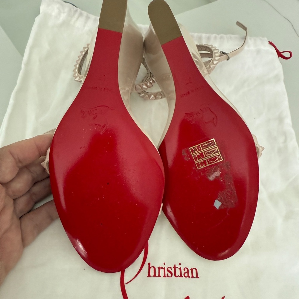 Christian Louboutin Pink Wedge Slingbacks - Picture 2 of 10